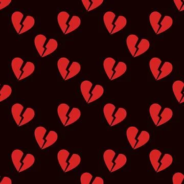 Heartbreak or Breakup vector seamless pattern - heart background Stock Illustration
