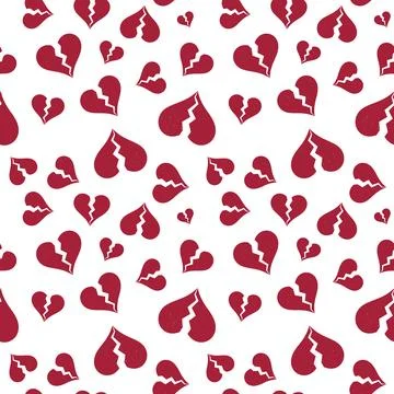 Heartbreak seamless pattern with Broken Hearts vintage signs - vector backg.. イラスト素材