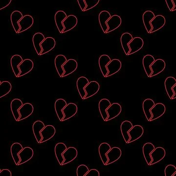 Heartbreak vector Broken Romance line seamless pattern Stockillustratie