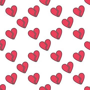 Heartbreak vector Broken Romance red modern seamless pattern Illustrazione stock
