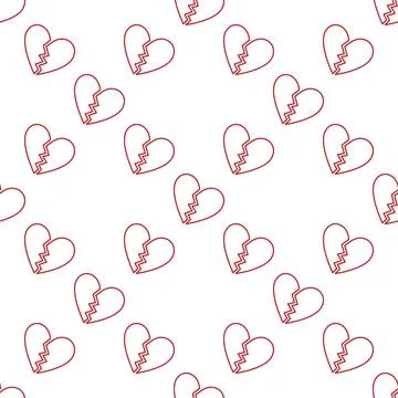 Heartbreak vector End of Love seamless pattern in line style 스톡 일러스트