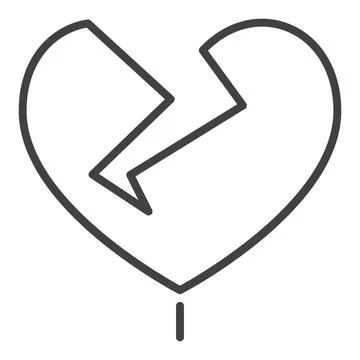 Heartbreak vector Love Lost icon or Sadness symbol in line style Stock Illustration