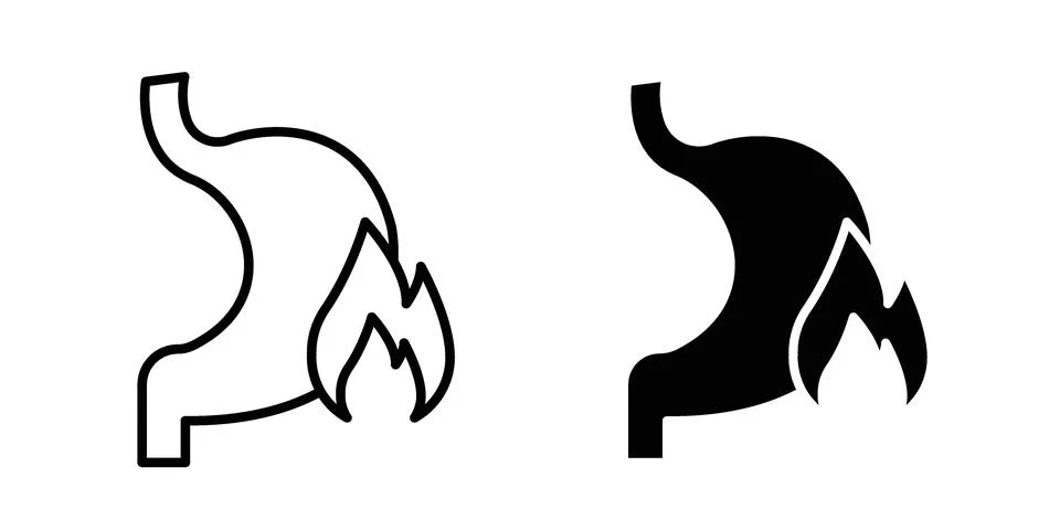 Heartburn icon bundle for website design projects Stock Illustration