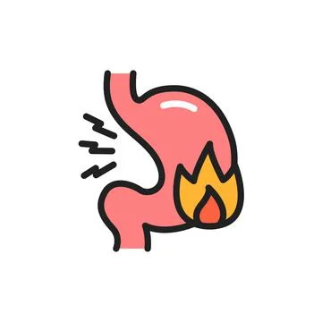 Heartburn line icon. Isolated vector element. Stock-Illustration