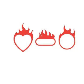 Heart,circle and square burning icon vector element design template Illustrazione stock