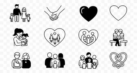 Heartfelt relationships and love vector illustration set, flat design graphi Stock Illustration