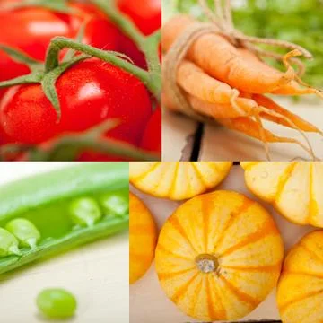 Hearthy vegetables collage composition Stock Photos