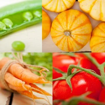 Hearthy vegetables collage composition Stock Photos