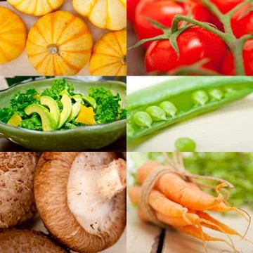Hearthy vegetables collage composition Stock Photos