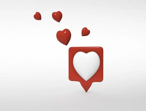 Like Hearts 3D render image Social Media Icons in 3D Illustrazione stock