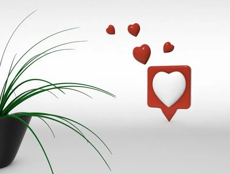 Like Hearts 3D render image Social Media Icons in 3D Stock Illustration