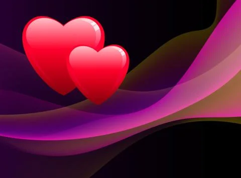 Hearts on Abstract Violet Background Illustrazione stock