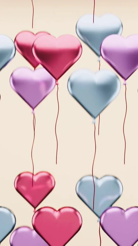 Hearts in the air 3D animation Stock Footage 260961027
