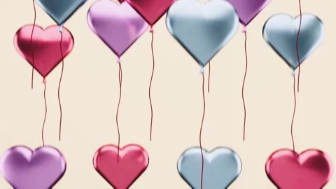 Hearts in the air 3D animation Stock Footage 260961058