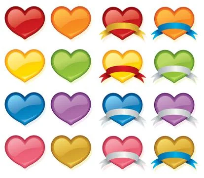 Hearts and banners Stock Illustration