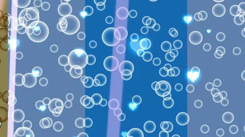Hearts and bubbles on a blue background. animated background for valentines d Stock Footage 12009529