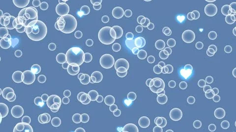 Hearts and bubbles on a blue background. animated background for valentines d Stock Footage 12009742