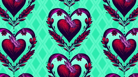 Hearts and Butterflies Pattern Stock Footage 265168129