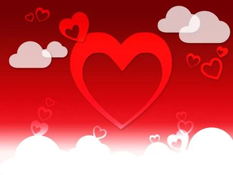 Hearts And Clouds Background Shows Love Sensation Or In Love Stock Illustration