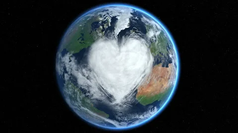 Hearts and clouds. Morph. Earth From Space. 스톡 동영상 54231403