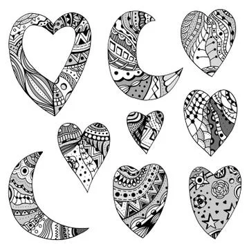 Hearts and crescent Illustrazione stock