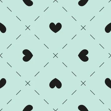 Hearts and dashes pattern Stock Illustration