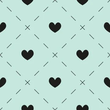 Hearts and dashes pattern Stock Illustration