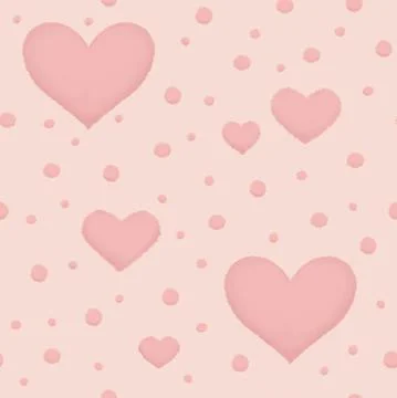 Hearts and dots with texture effect of pink chalk or crayon seamless pattern  Stock Illustration
