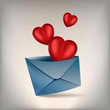 Hearts and envelope Stock Illustration