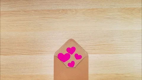 Hearts and envelope slow motion animation. Stock Footage 255973724