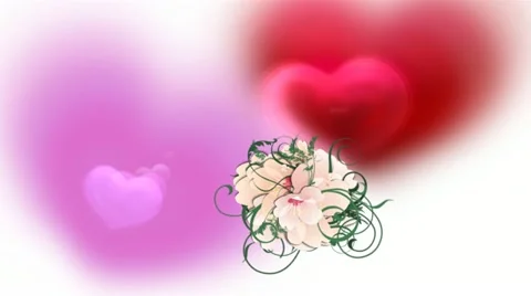 Hearts and Flowers. Retro Stock Footage 12651653