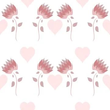 Hearts And Flowers Vector Repeat Pattern Stock Illustration