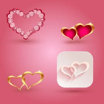 Hearts and icon elements for valentine s day or weddings. Stock Illustration