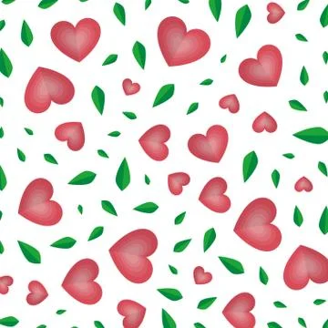 Hearts and leafs ecology pattern Illustrazione stock