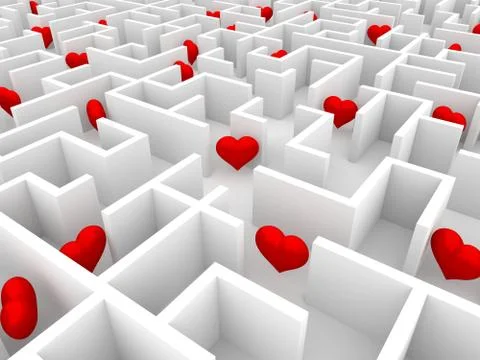 Hearts and maze Illustrazione stock