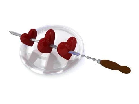 Hearts and skewer Stock Illustration