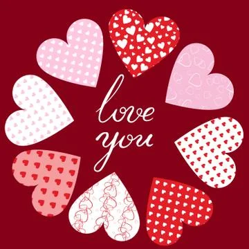 Hearts and text Love You Stock Illustration