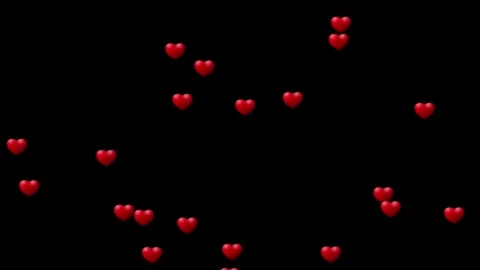 Hearts Animation Effects overlay black background stock video footage Stock Footage 299775161