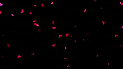 Hearts Animation with Floating Pink and Red Shapes on Black Background Видео 334959249