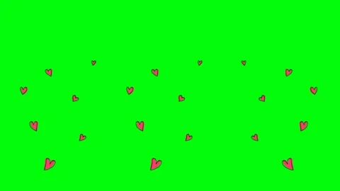 Hearts Animation in green screen Stock Footage 148895534