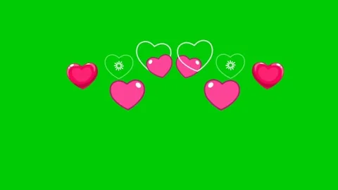 Hearts animations green screen Stock Footage 295594435