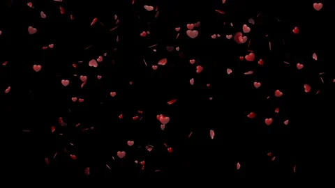 Hearts are falling down with black background Stock Footage 102767291