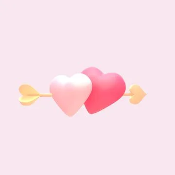 Hearts with arrow object on pink background Stock Illustration