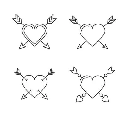 Hearts with Arrows Stock Illustration