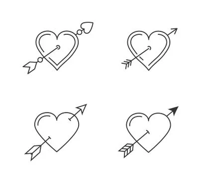 Hearts with Arrows Stock Illustration