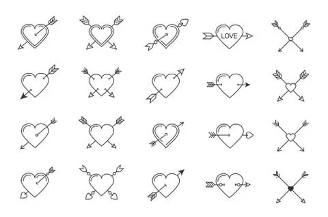 Hearts with Arrows Stock Illustration