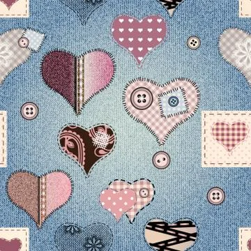 Hearts background with jeans texture イラスト素材
