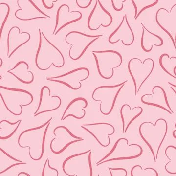 Hearts background pattern design. Fun outline vector seamless repeat. Illustrazione stock