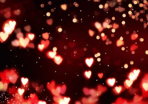 Hearts background. Valentines day concept. Abstract bokeh lights Stock Illustration