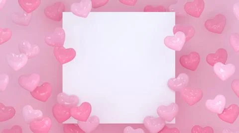 Hearts background. Valentines day frame. 3d hearts. Love poster. Stock-Illustration